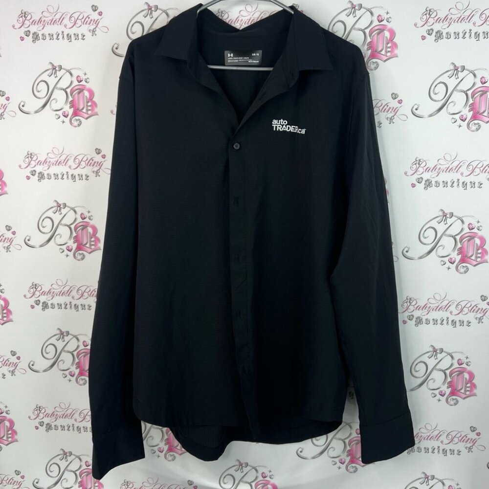 Under Armour Men's Black Button Down Shirt auto trader embroidered car lover